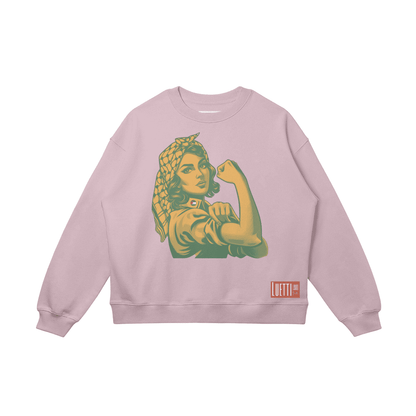 Strong Woman With Keffiyeh Drop Shoulders Sweatshirt