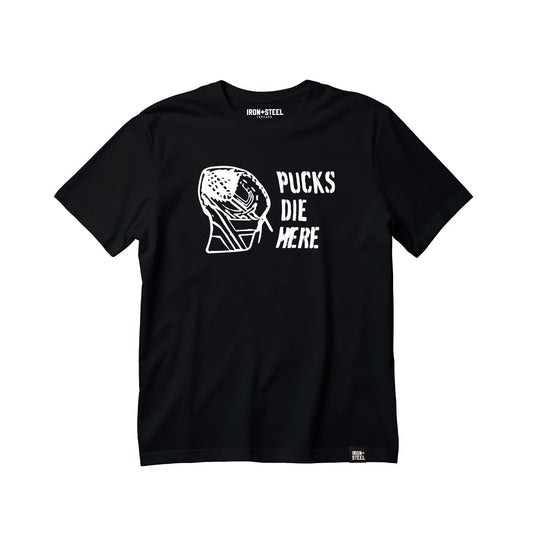 Pucks Die Here Hockey Goalie T-Shirt