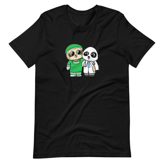 Doctor and Surgeon Cartoon Sloth & Panda Short Sleeve Unisex T-Shirt