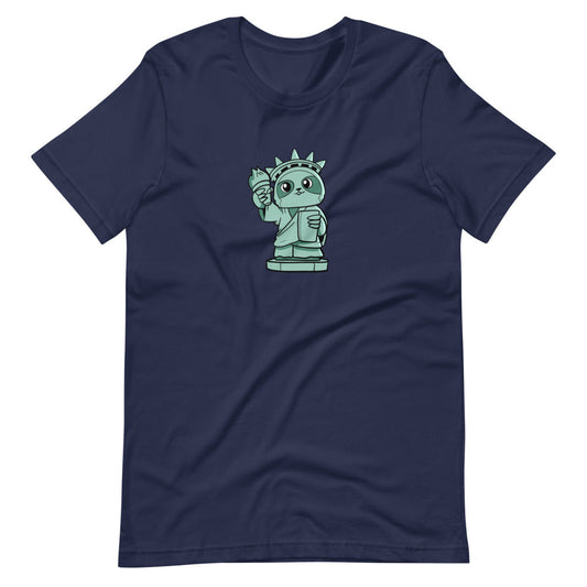 Sloth of Liberty Cartoon Short Sleeve Unisex T-Shirt