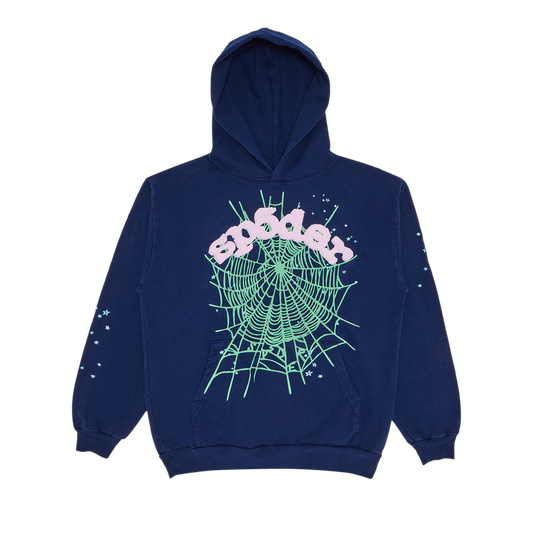 Sp5der OG Web Hoodie Navy/Pink